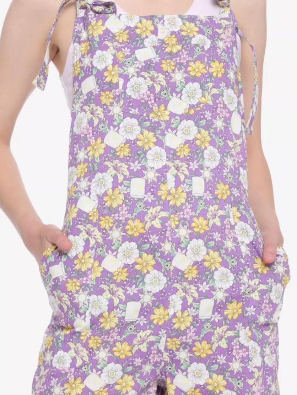 Disney Princess Purple Floral Romper with Yellow Accents